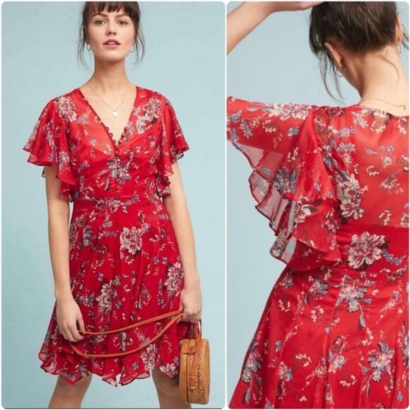 Ranna Gill Keira Red Floral Dress XS - Picture 9 of 11